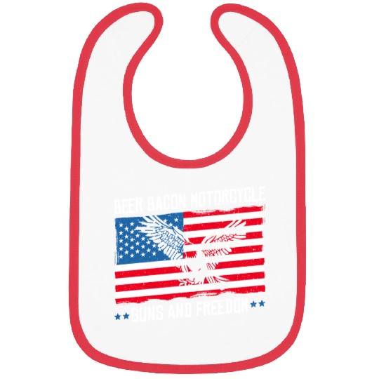 Beer Bacon Motorcycle Guns And Freedom US Flag Bibs