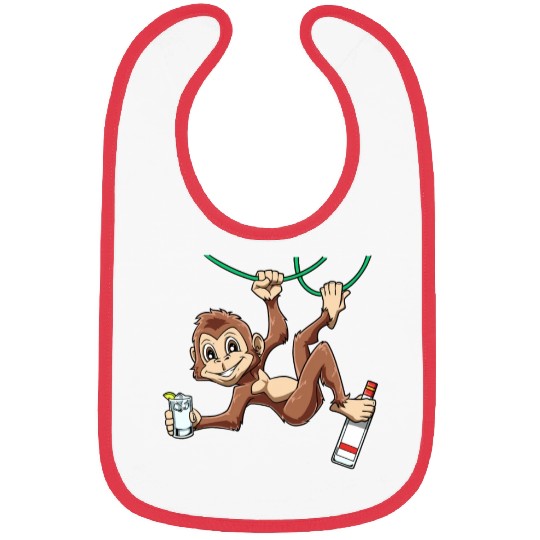 Funny Monkey drinking Grain Chimpanzee Bibs