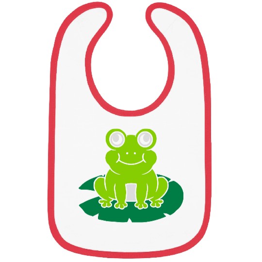 Cute frog sitting water lily Bibs