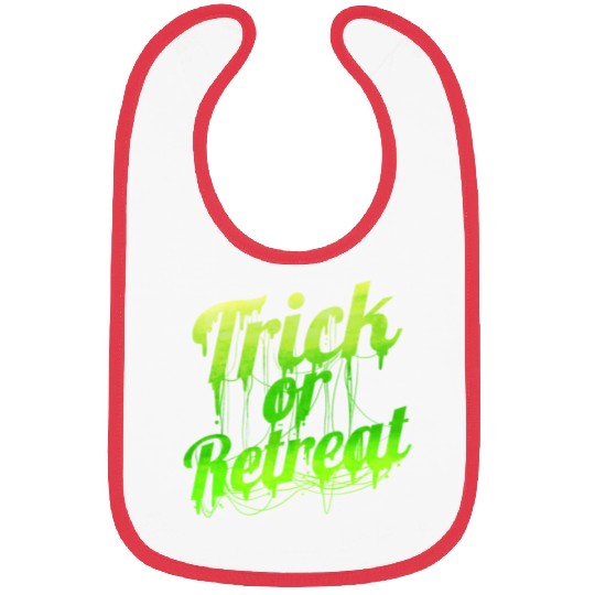 Green Spiderweb Letter Trick Or Retreat Halloween Bibs