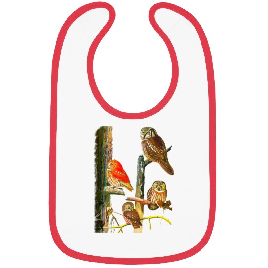 Bird Watchers Four Great Owls In a Tree Owl Lovers Bibs