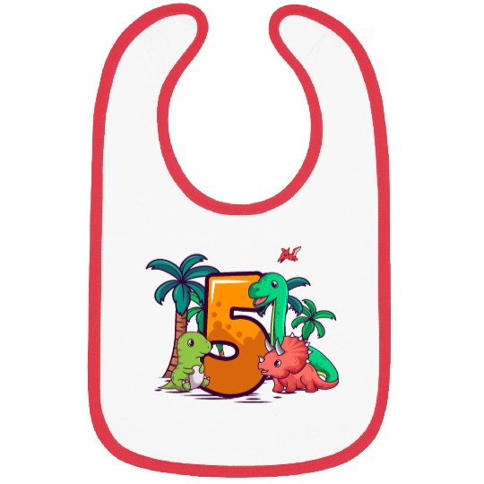 5th Birthday Trex Triceratops Dinosaur 5 Year Bibs
