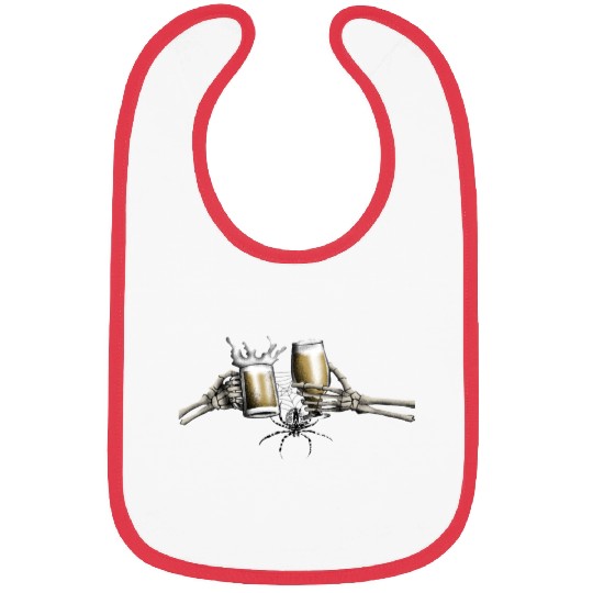 Funny Hallowen Hands Skeleton Drinking Beer Bibs