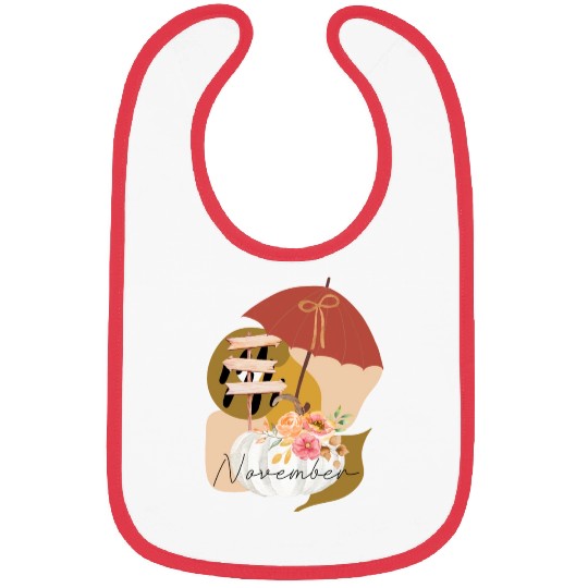 Fall November white pumpkin abstract Bibs