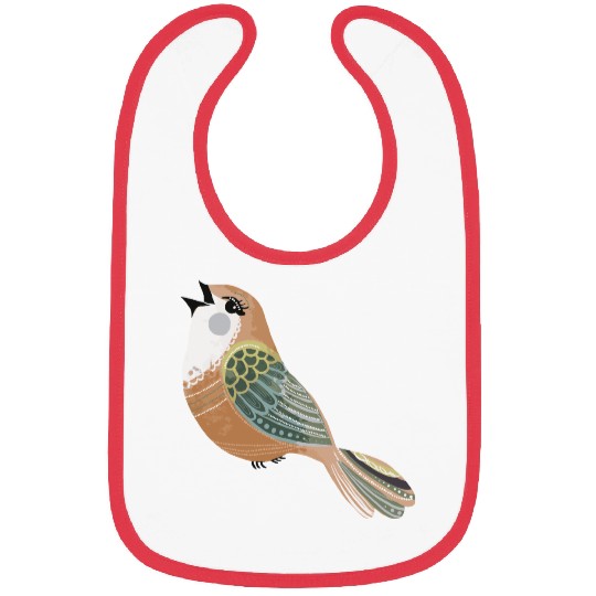Folk art song bird Bibs