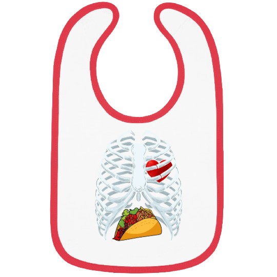 Funny Taco Skeleton Rib Cage Dad Halloween Costume Bibs