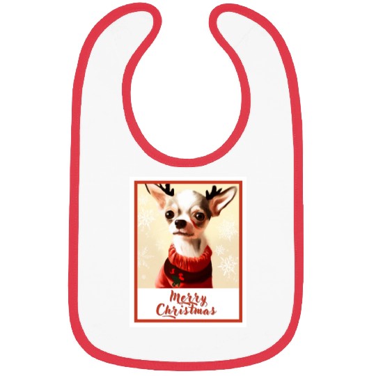 Christmas portrait of a little chihuahua dog. Bibs