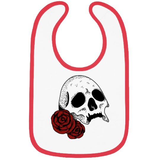 Skull with red Roses | Skull | Bones | Halloween Bibs