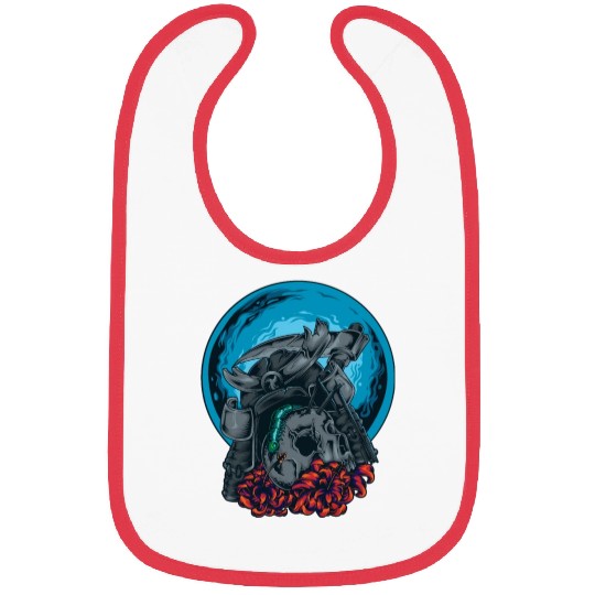 Death Skull Samurai Warrior Arrow Bug Moon Flowers Bibs