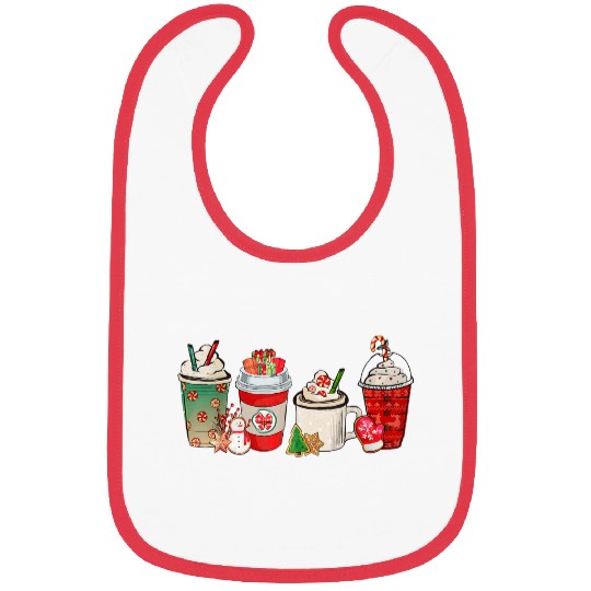 Merry Christmas Coffee Snowman Latte Peppermint Bibs