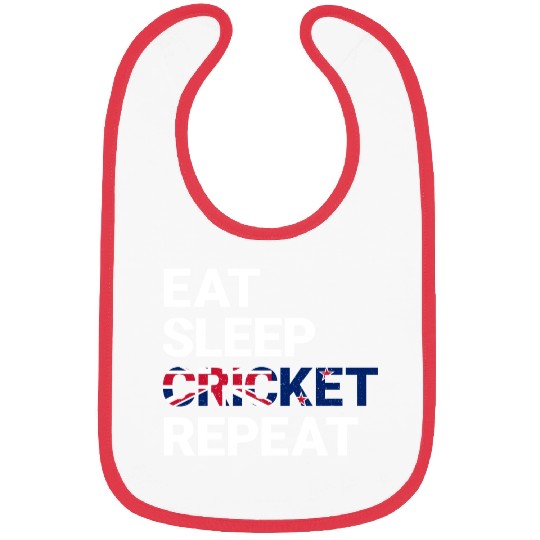 Eat Sleep Cricket Repeat NZ Flag Sports Gift Bibs