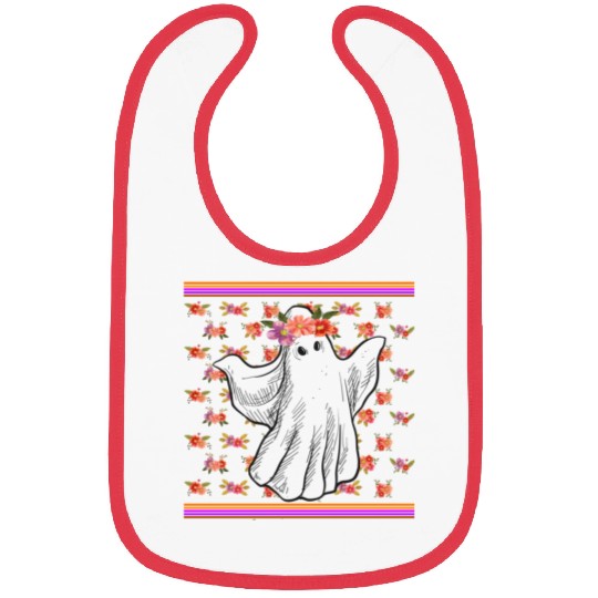 Halloween Theme Cute Ghost Floral Coffee Lover Bibs