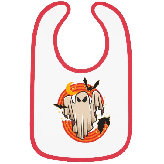 Halloween Theme Cute Ghost Bat Rainbow Coffee Bibs