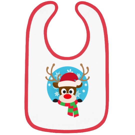 Cute Rudolph Red-Nosed Reindeer Christmas Design Bibs
