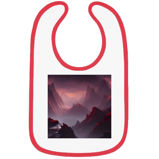 Lonely Red Mountains on an Alien Planet Abstract Bibs
