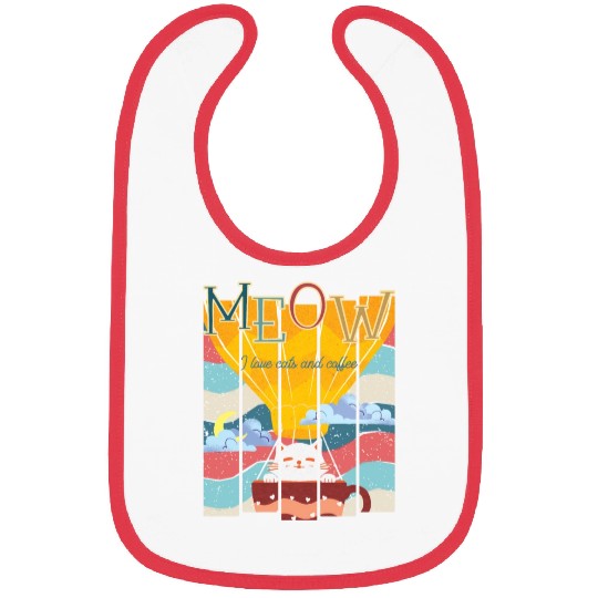 I love cats and coffee, happy cat - funny quote Bibs