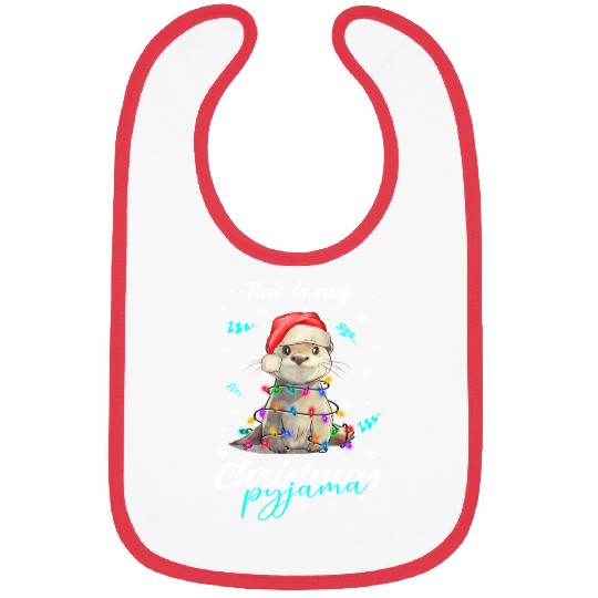 Winter Christmas Pyjama Otter Bibs
