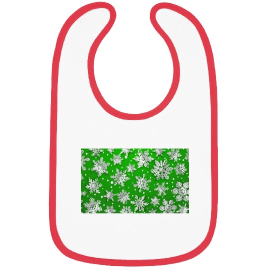 Modern Snowflakes Pattern Green Bibs