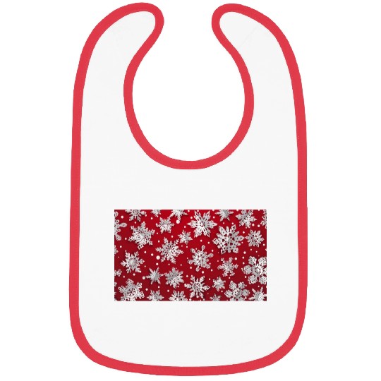 Modern Snowflakes Pattern Red Bibs