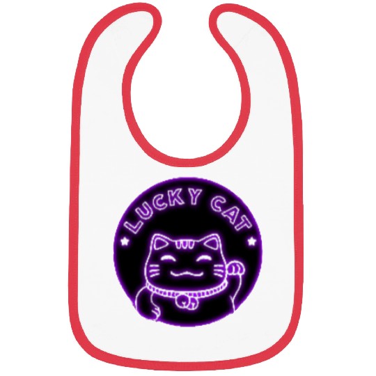 Purple neon lucky cat Bibs
