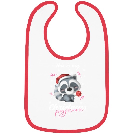 Winter Christmas Pyjama Raccoon Bibs