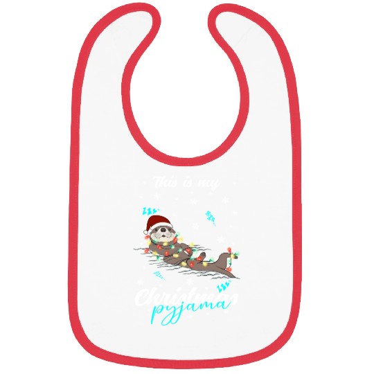 Winter Christmas Pyjama Otter Bibs