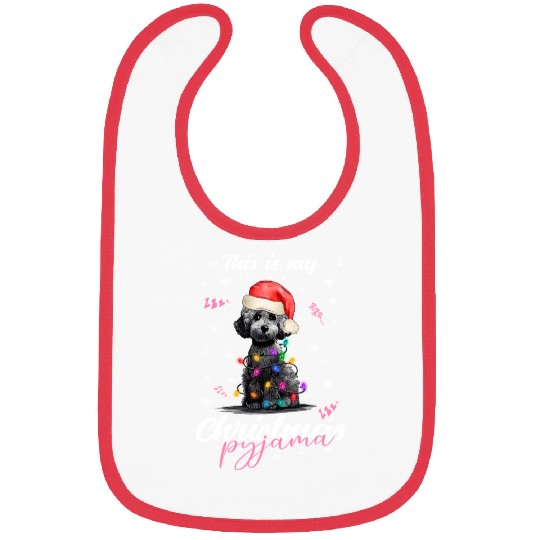 Winter Christmas Pyjama Poodle Bibs