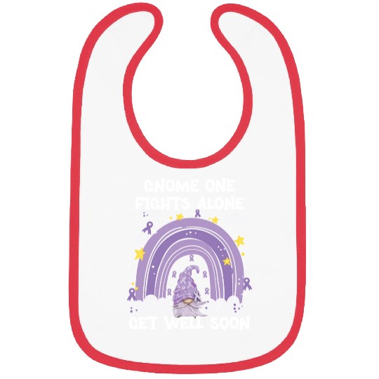 Gnome One Fights Alone Lavender Cancer Bibs