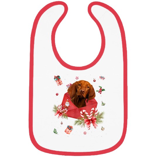 Vizsla Dog In Christmas Card Ornament Pajama Xmas Bibs