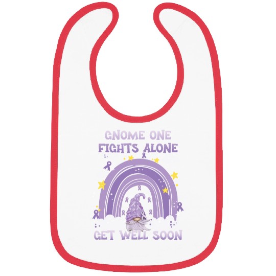 Gnome One Fights Alone Lavender Cancer Bibs