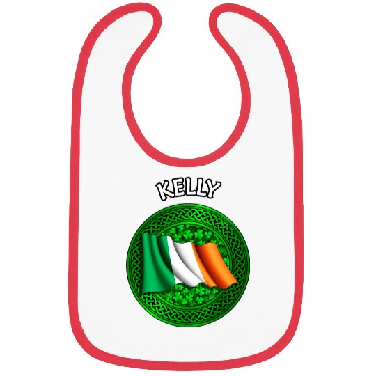 Kelly Shamrock & Irish Flag Bibs