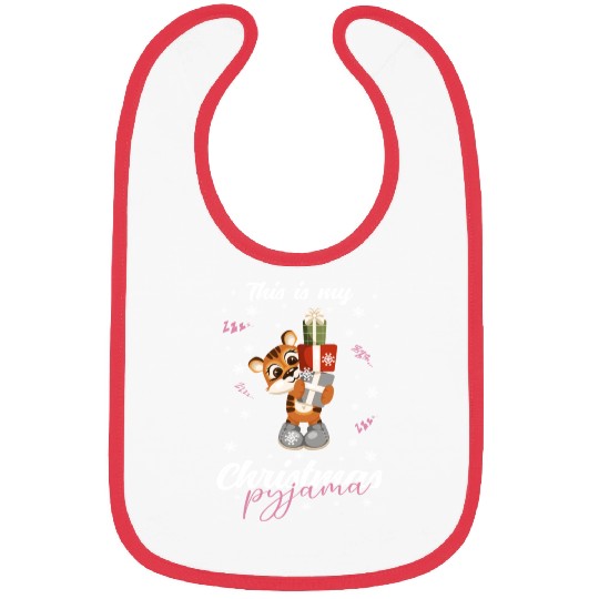 Winter Christmas Pyjama Tiger Bibs
