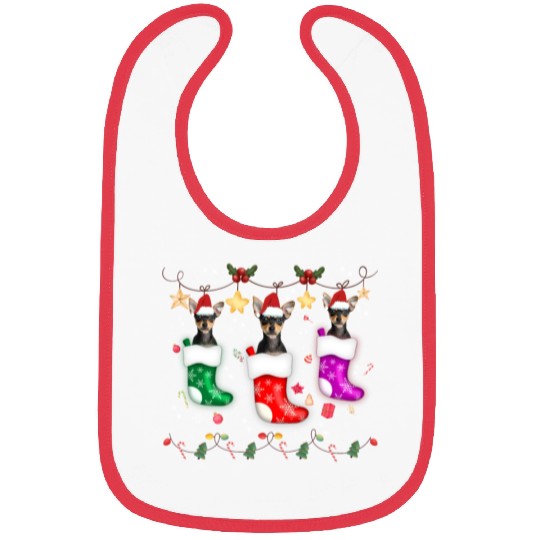 Miniature Pinscher Christmas Lights Funny Xmas Bibs