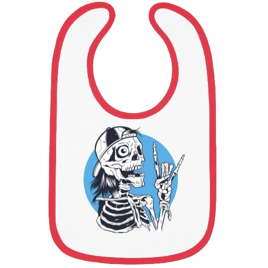 Skeleton rock and roll cartoon Bibs