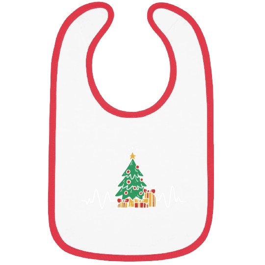 Funny Christmas Tree Heartbeat Merry Christmas Bibs