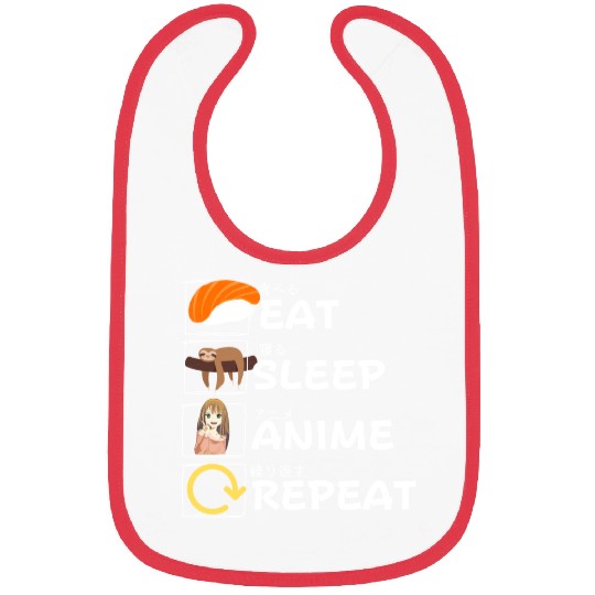 Eat Sleep Anime Repeat Bibs, Anime Manga