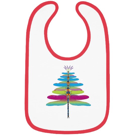 Dragonfly Christmas Tree Funny Insects Lover Xmas Bibs