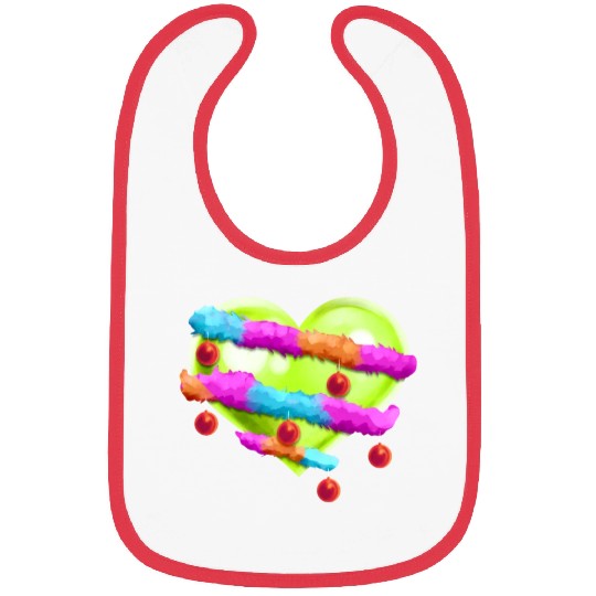 Green Heart With Garland And Christmas Tree Balls Bibs
