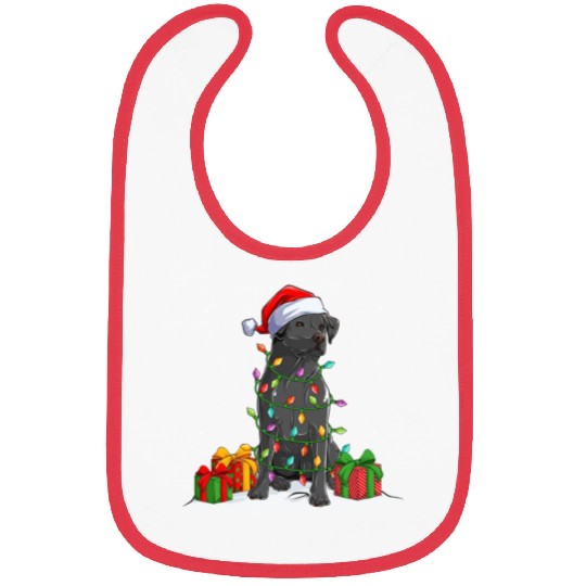 Black Lab Labrador Christmas Lights Pajama Dog Bibs