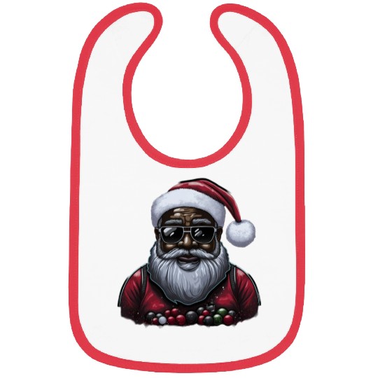 Black Santa, African American Santa Claus Bibs