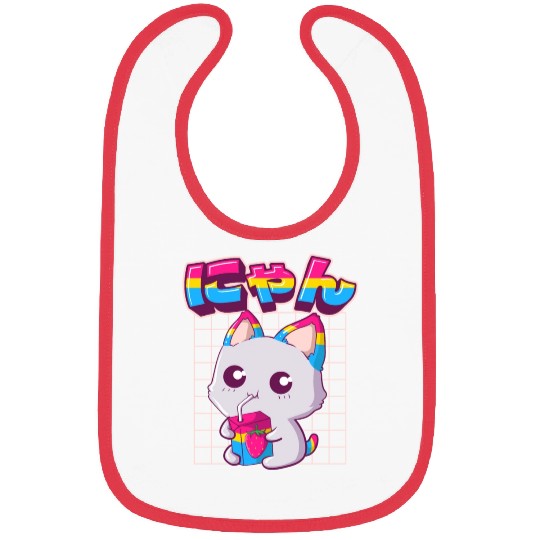 Pansexual Pride Kawaii Cat Strawberry Milk Pansexu Bibs