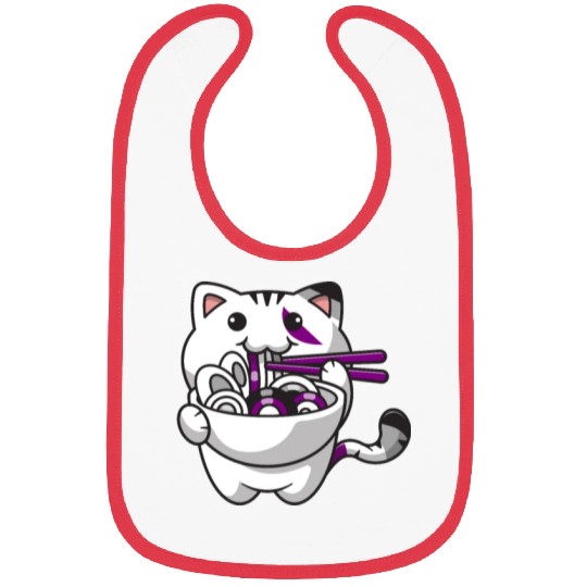 Asexual Pride Kawaii Cat Ramen Noodles Asexual Fla Bibs
