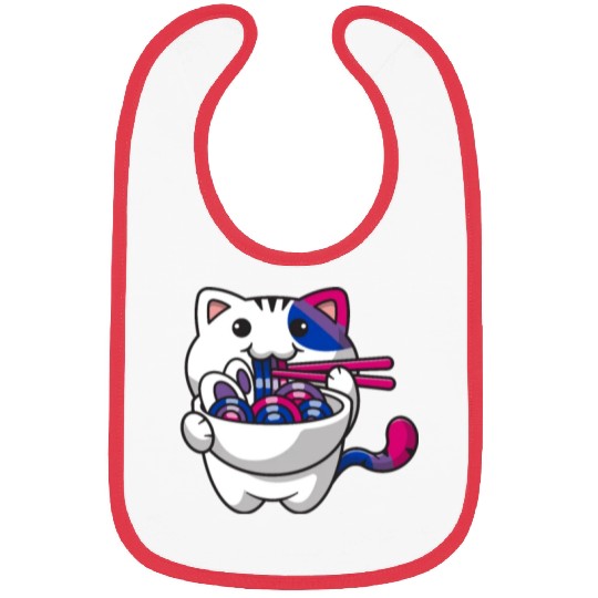 Bisexual Pride Bi Kawaii Cat Ramen Noodles Bisexua Bibs