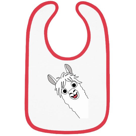 Laughing alpaca comic lama in white with big eyes Bibs