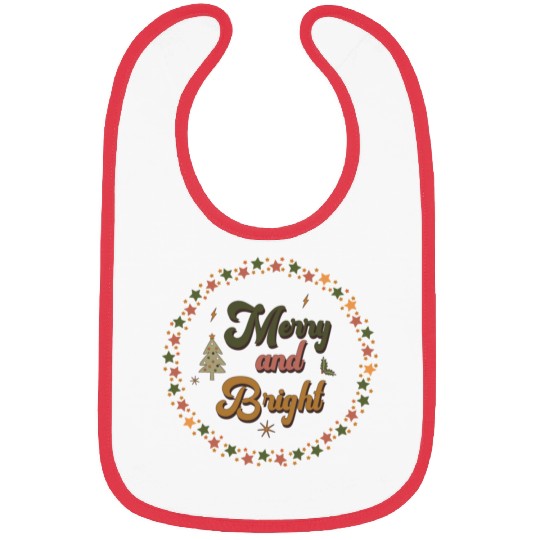 Merry And Bright Groovy Christmas Bibs