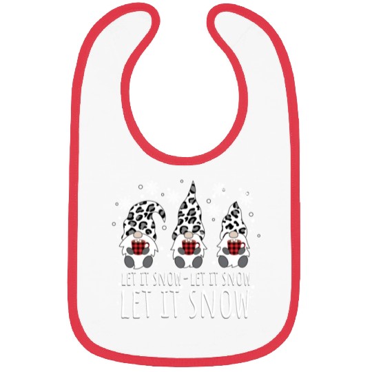 LET IT SNOW Winter Gnome Leopard Buffalo Plaid Bibs