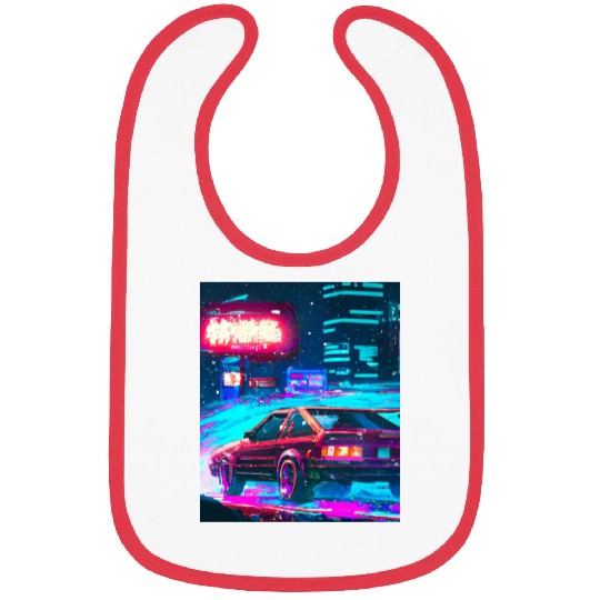 Vaporwave Car Synthwave City Bibs