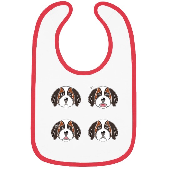Funny Saint Bernard Dog Cartoon Faces Bibs