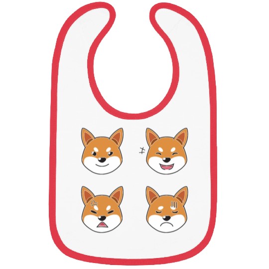 Funny Shiba Inu Dog Cartoon Faces Bibs