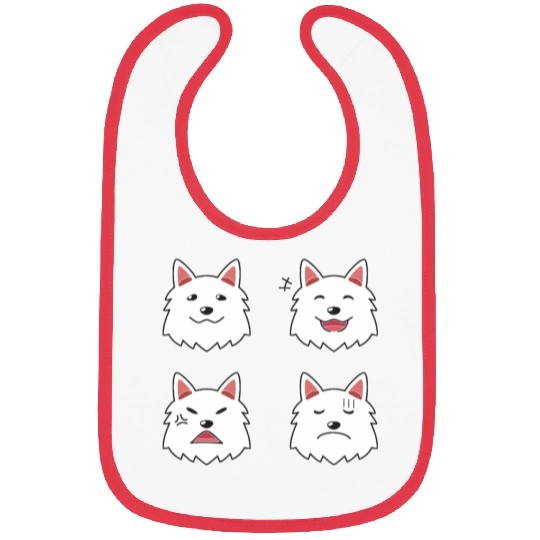 Funny White Dog Cartoon Faces Bibs